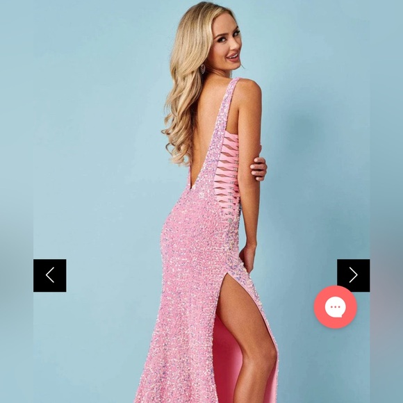 Rachel Allan 70438 Sequined Crisscross Side Prom Gown pink new Barbie size 4 nwt - Picture 2 of 5
